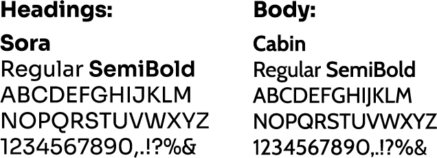 Typography showcase displaying font choices, weights, and hierarchical text arrangements